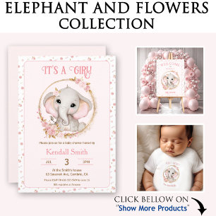 Serviette En Papier Cute Eléphant Fleurs Roses Baby showers serviettes