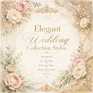 Invitation Calligraphie Florale Élégante de Mariage