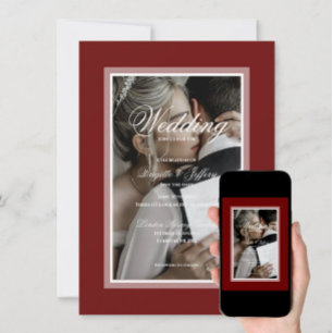 Invitation Simple moderne bordeaux enregistrer le mariage dat