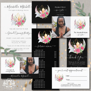 Invitation Boho Moon Crystals Plumes Fleurs Business Event