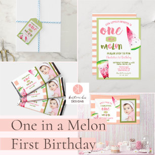 Niedliches in Melon 1. Geburtstag Pink Green Postkarte