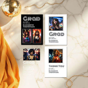 Retro Disco Abschluss Foto Dankeskarte