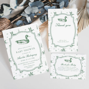 Carte D'accompagnement Fête de naissance Canard colvert Toile neutre