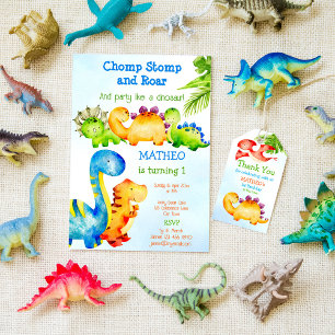 Invitation Cute Baby dinosaurs toddler birthday party 