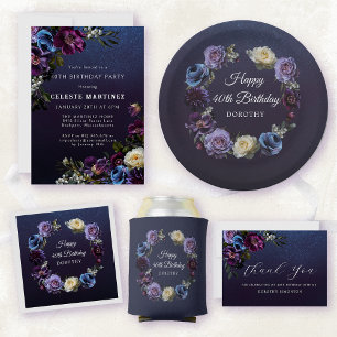 40. Geburtstag Personalisiert Moody Lila Blume Serviette