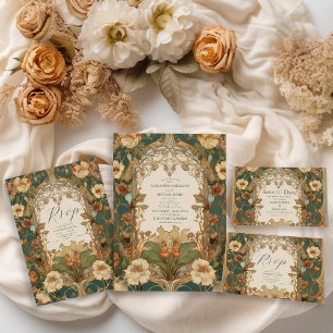 Cartons Réponse Flora Vintage Art nouveau Mariage