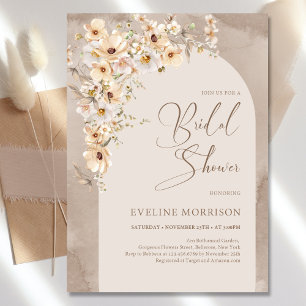 Trendy neutrale Wildblumen boho arch Countdown Poster