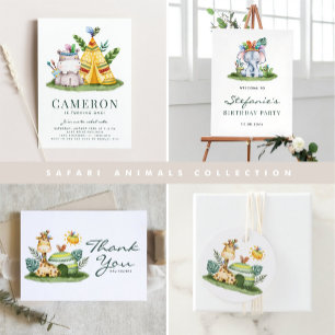 Boho Watercolor Hippo Tribal Erster Geburtstag Einladung