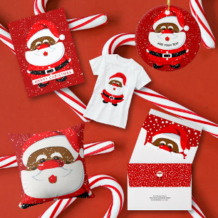 Afroamerikanischer Weihnachtsmann - Weihnachtsrote Feiertagskarte