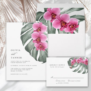 Hot Pink Orchids Tropical Wedding RSVP