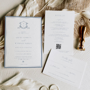 Invitation Vins intemporels Monogramme Mariage Crest