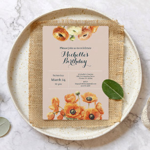 Orange Pink Garden Floral Geburtstagsparty Rose Go Folieneinladung