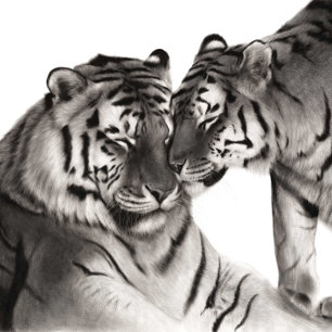 Tiger - Portrait der handbemalten Wildtiere Wandteppich
