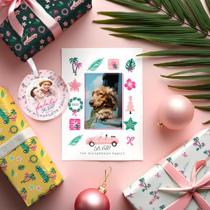 Fun Tropical Christmas Fa la la Let's Roll Foto Ornament