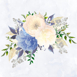 Hellgelbe Dusty Blue Peony Floral Couples Dusche Einladung