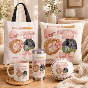 Baseball-Mama Foto Rosa Coquette Sport Zweifarbige Tasse
