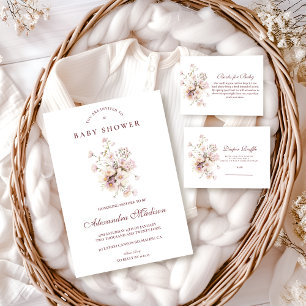Invitation Baby Shower Floral Printemps Romantique