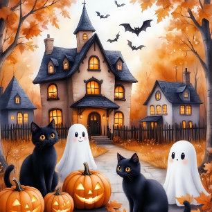 Niedlicher Black Cat Halloween-Geschenktag Kawaii  Geschenkanhänger