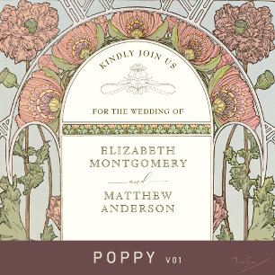 Poppy Wedding Einladungen Jugendstil von Mucha