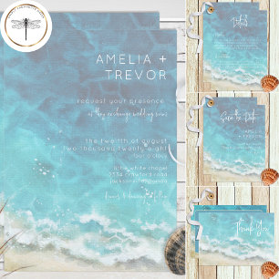 Cartons Réponse Watercolor moderne Beach & Sea Mariage