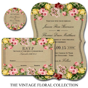 Invitation L'élégante collection Vintage de Mariages floraux