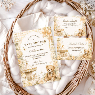 Invitation Baby Shower Ours Brun Fantaisiste