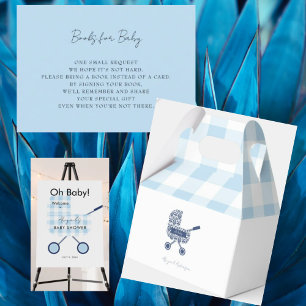 Invitation Baby shower bébé bleu En vichy