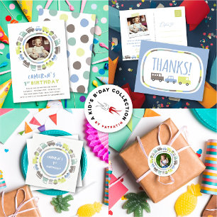 Boys Toys Pastel Blue Transport Kind Geburtstagspa Geschenkpapier Set