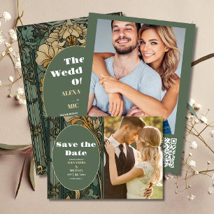 Foto Vintager Blumenstrauß Jugendstil Hochzeit Save The Date