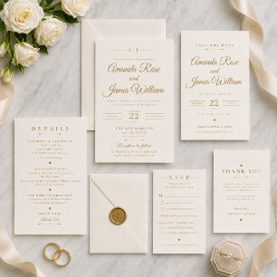 Carte de détails de mariage à l'aspect minimal dor