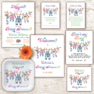 Invitation Baby shower de ligne de tissu de type Hippie