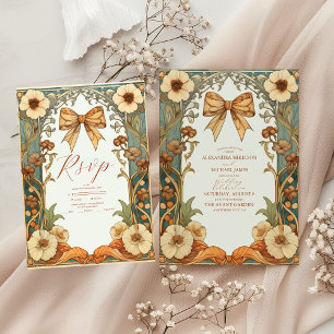 Coquette Bow Vintag florale Jugendstil Hochzeit Save The Date