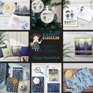 Blaue gelbe Blume Hanukkah Muster Geschenkpapier