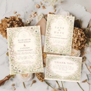 Cartons Réponse Mariage de Jardin Botanique de Fleur Sauvage Vinta