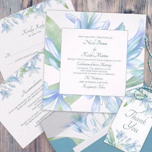 Invitation Carré Mariage couleur  Blue Lilies