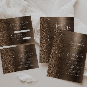 Carte D'accompagnement Détails de mariage en métal brossé bronze 