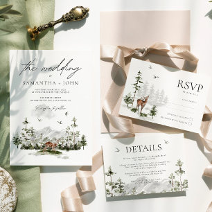 Evergreen Mountain Forest Wedding Willkommenszeich Poster