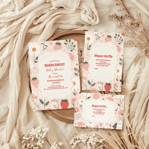 Strawberry Baby Shower Berry Diapper Raffle Begleitkarte