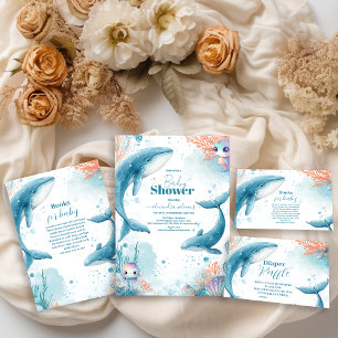 Wasserfarbenwal unter der Meeresbabydusche Einladung