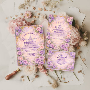 Save The Date Lavande Rose Or Jardín Quinceañera