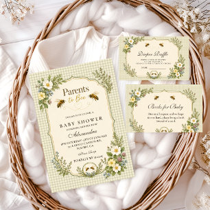 Carte D'accompagnement Parents botaniques pour la fête de bébé abeille Ti