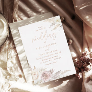 Invitation En Aluminium Dusty Rose & Ivory White Floral Wedding Rose Gold