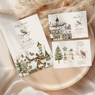 Boho Winter Christmas Baby Shower Pappteller