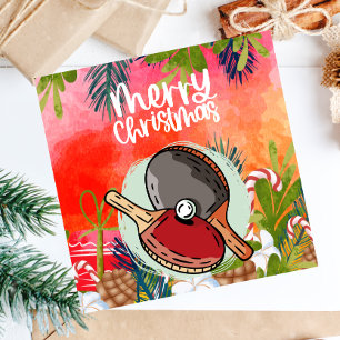 Ping Pong Paddle Weihnachtsgrüßen Karte