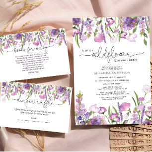 Invitation Baby shower Fleur sauvage violet