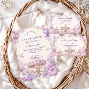 Invitation Baby-Shower Ourson Violet Enchanté