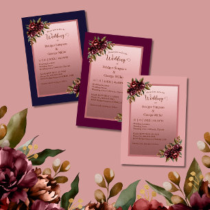 Invitation Faire part de mariage floral rose poudré et or ros
