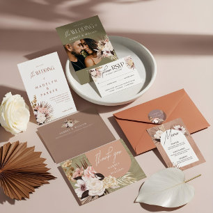 Modern Bohemisch Chic Boho Watercolor Florals Foto Save The Date