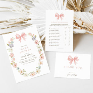 Carte De Remerciements Baby shower de coquette féminine à la corneille ro