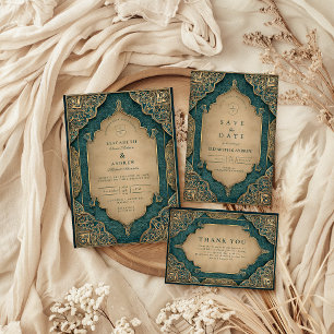 Emerald-Gold-Hochzeit im islamischen Stil Dankeskarte